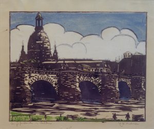 Augustusbrug met Frauenkirche door Ernst Ludwig Kirchner